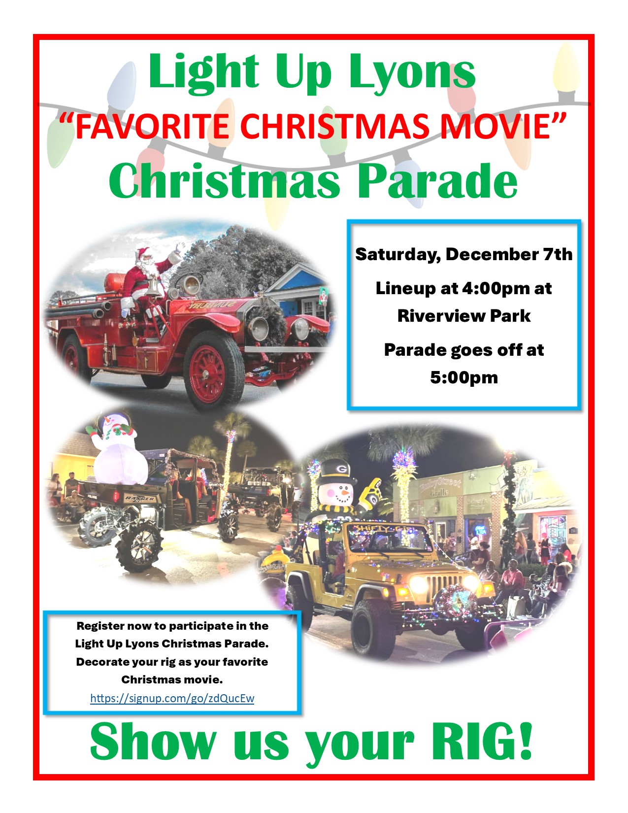 2024 Christmas Parade flier Town of Lyons, Walworth County, WI